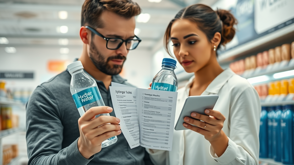customer comparing evolv vs lumiq hydrogen water bottle features with checklist, best water bottle for health
