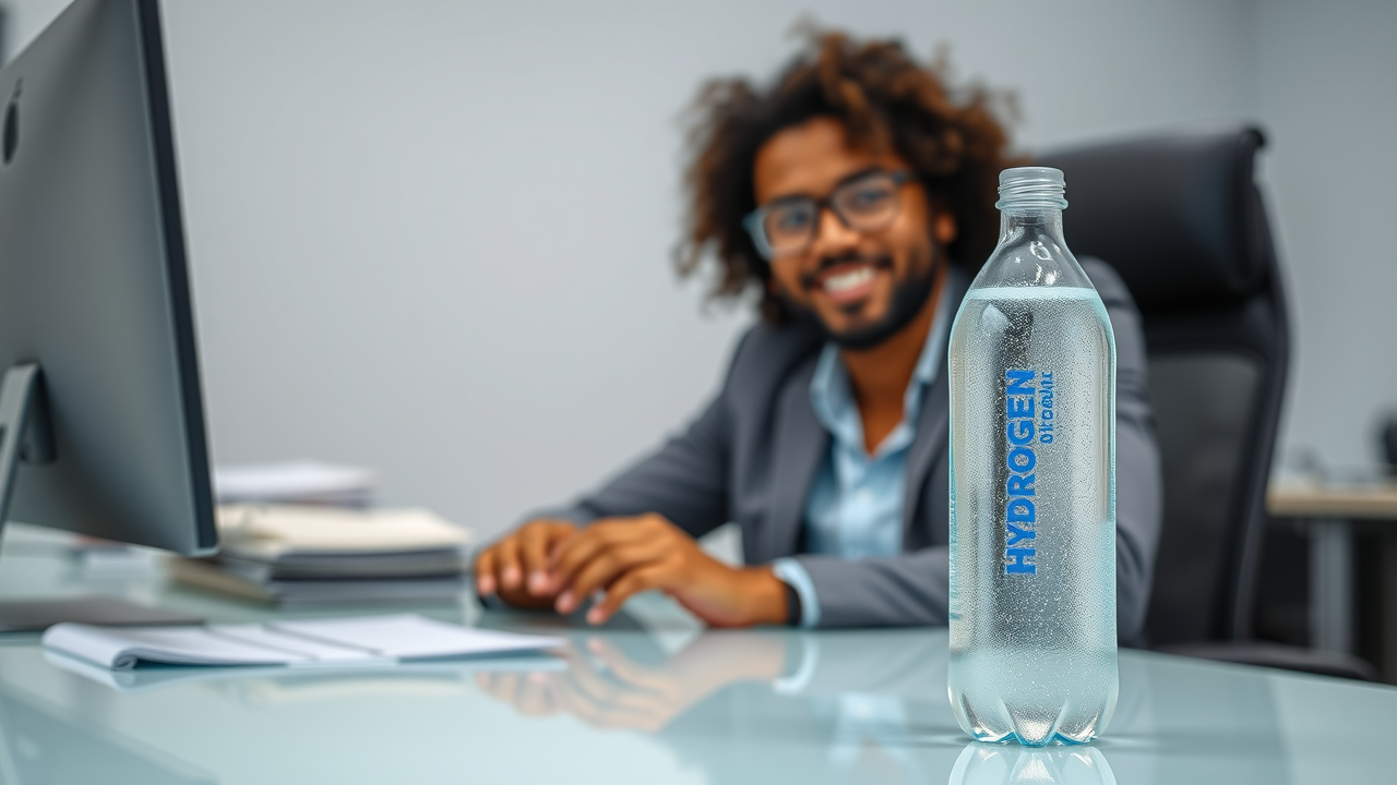 Assortment of high-quality hydrogen water bottle materials including titanium, glass and stainless steel for durability