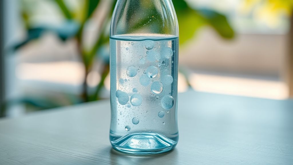 Macro photo showing hydrogen bubbles in water inside a clear bottle—highlighting the hydrogen generation and its benefits for health as produced by a quality hydrogen water bottle
