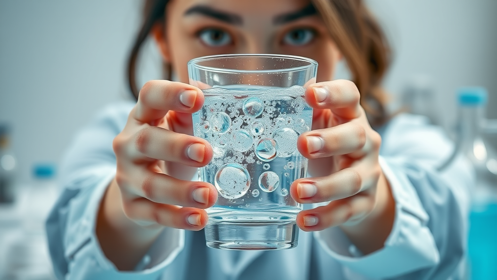 hydrogen water production hydrogen water machine bubbles clear glass macro