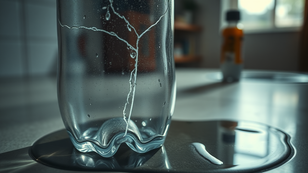 Close-up of cracked hydrogen water bottle showing corroded electrodes and signs of water leakage, illustrating failure point
