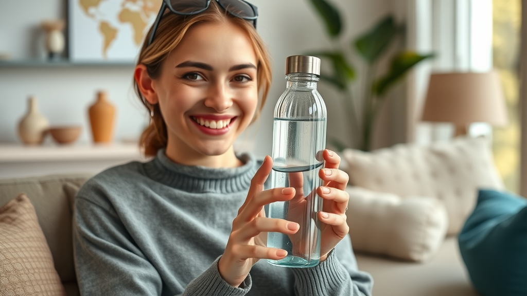 Influencer and wellness expert reviewing a premium hydrogen water bottle—highlighting trusted advice in hydrogen water bottle price comparison research