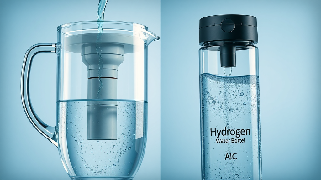 Side-by-side filtration systems for water pitcher and hydrogen water bottle