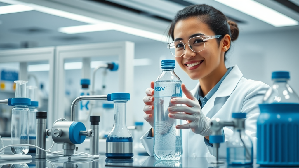 Scientist testing the Evolv hydrogen water bottle for hydrogen concentration in a high-fidelity lab, evolv hydrogen water technology.