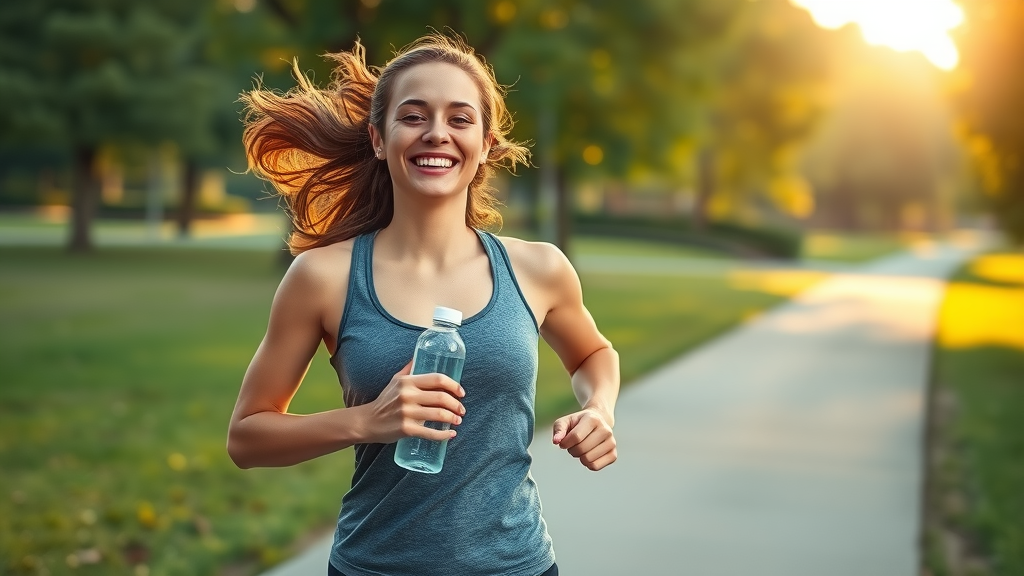 energetic young woman using hydrogen water bottle echo vs lumiq hydrogen water bottle