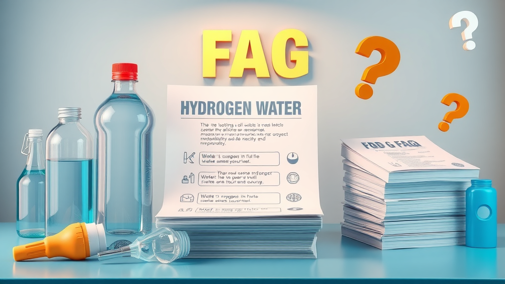 FAQ section with icons and hydrogen water bottles, evolv vs lumiq hydrogen water bottle, maintenance tools
