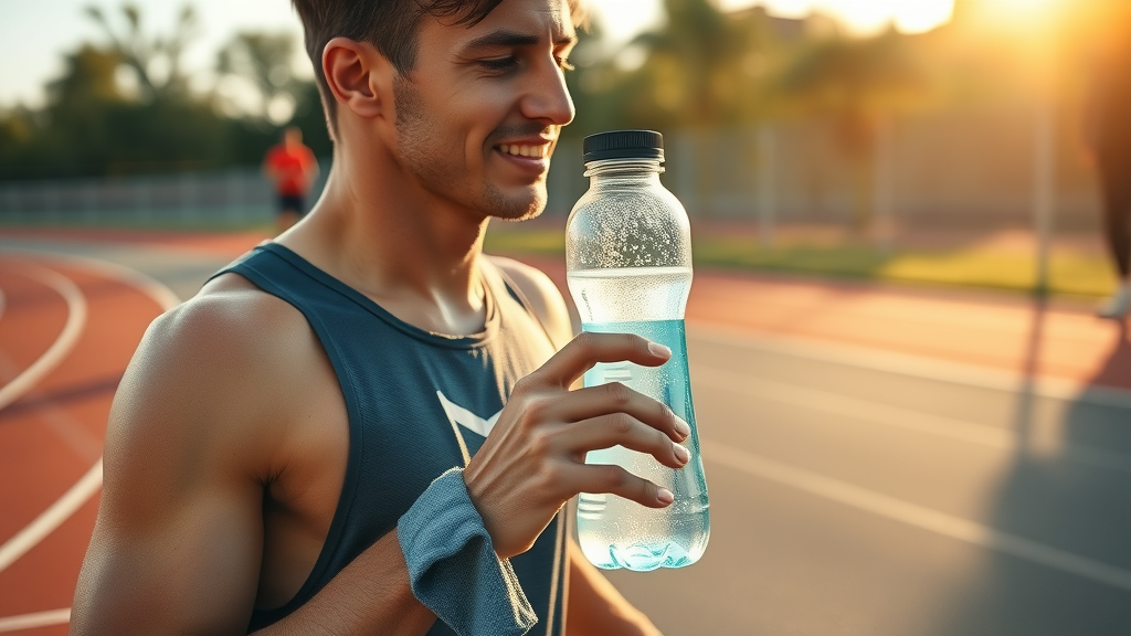 Athlete using the best premium hydrogen water bottle after workout, feeling energized and refreshed
