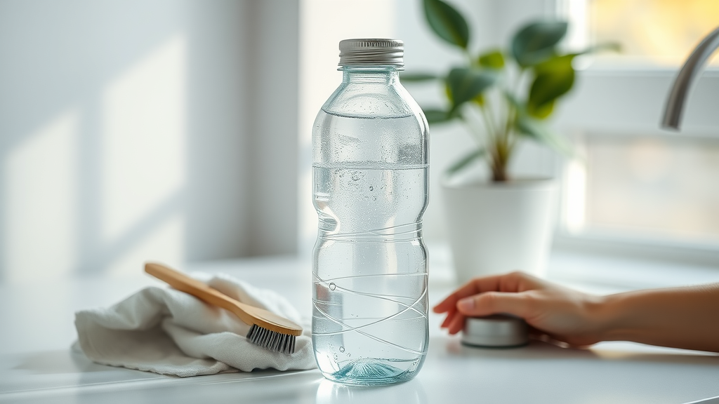 Disassembled hydrogen water bottle on countertop daily cleaning athlete maintenance