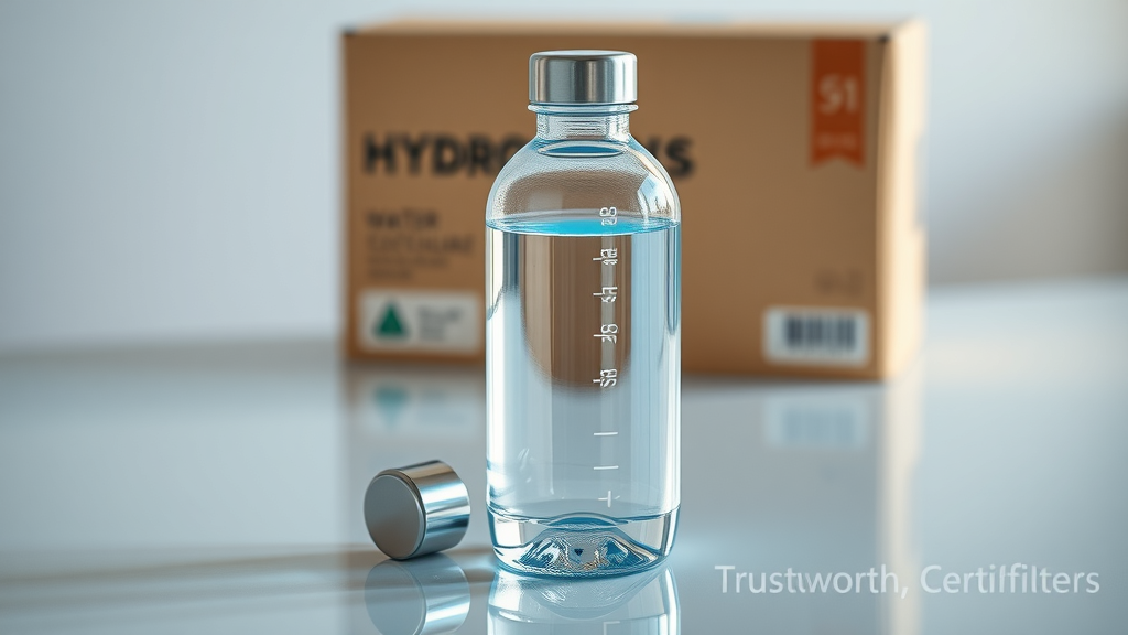 best hydrogen water bottle family - Reliable hydrogen water bottle close-up, focus on quality materials and PEM tech, metallic shine, blue water glow.