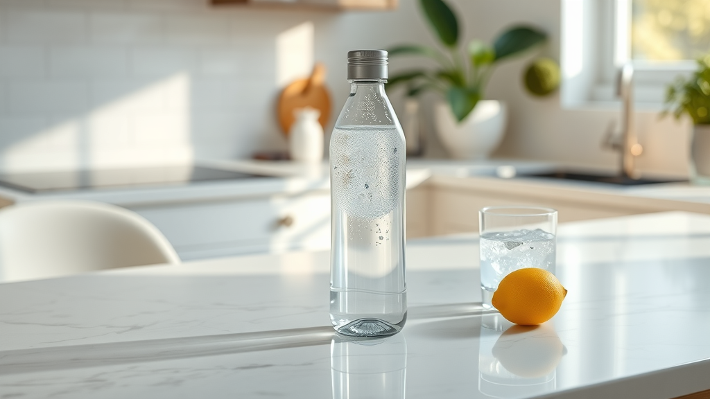 Sleek hydrogen water bottle on a minimalist table, best premium hydrogen water bottle