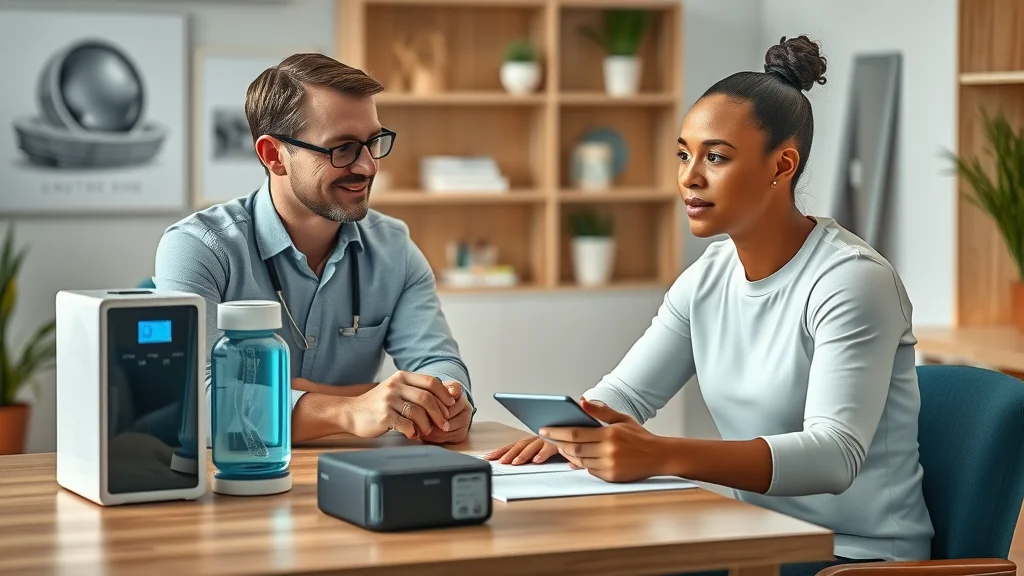 Expert nutritionist advising athlete on hydrogen water machine selection—professional guidance for athletes