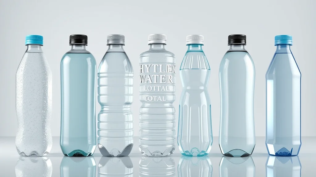 Selection of the top 5 hydrogen water bottles for runners, visually appealing lineup, photorealistic studio background.