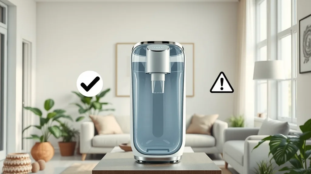 Hydrogen water machine with pro and con symbols—athletes balancing pros and cons